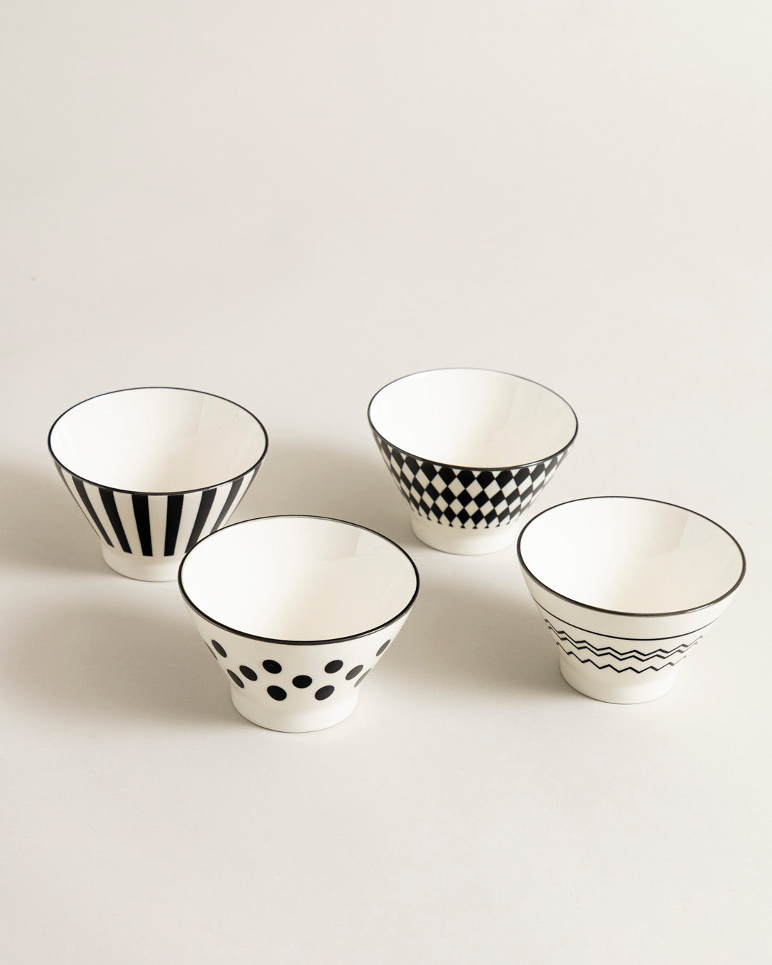 Mono Pattern Bowl - Set Of 4 