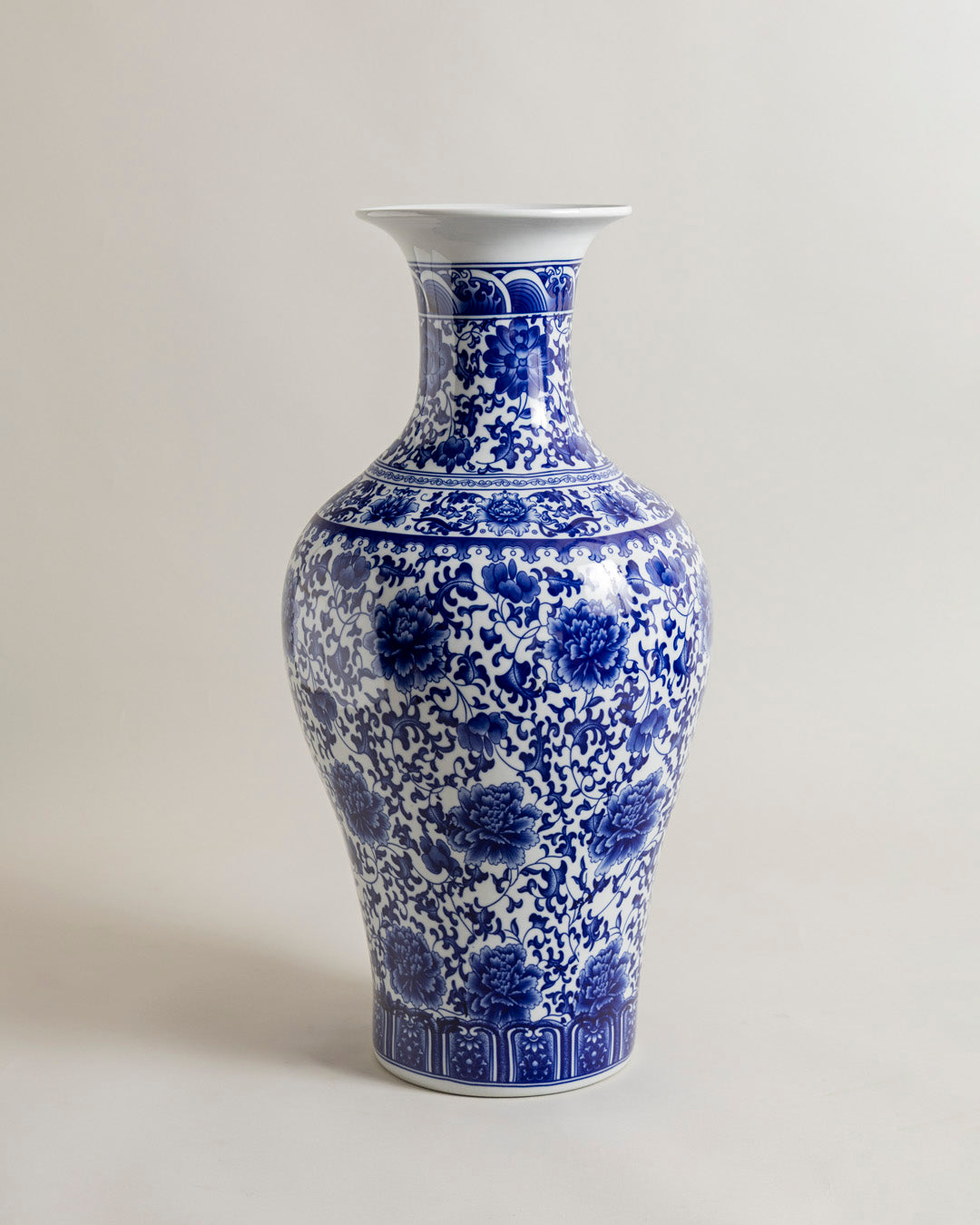 Oriental Indigo Floral Ceramic Vase 