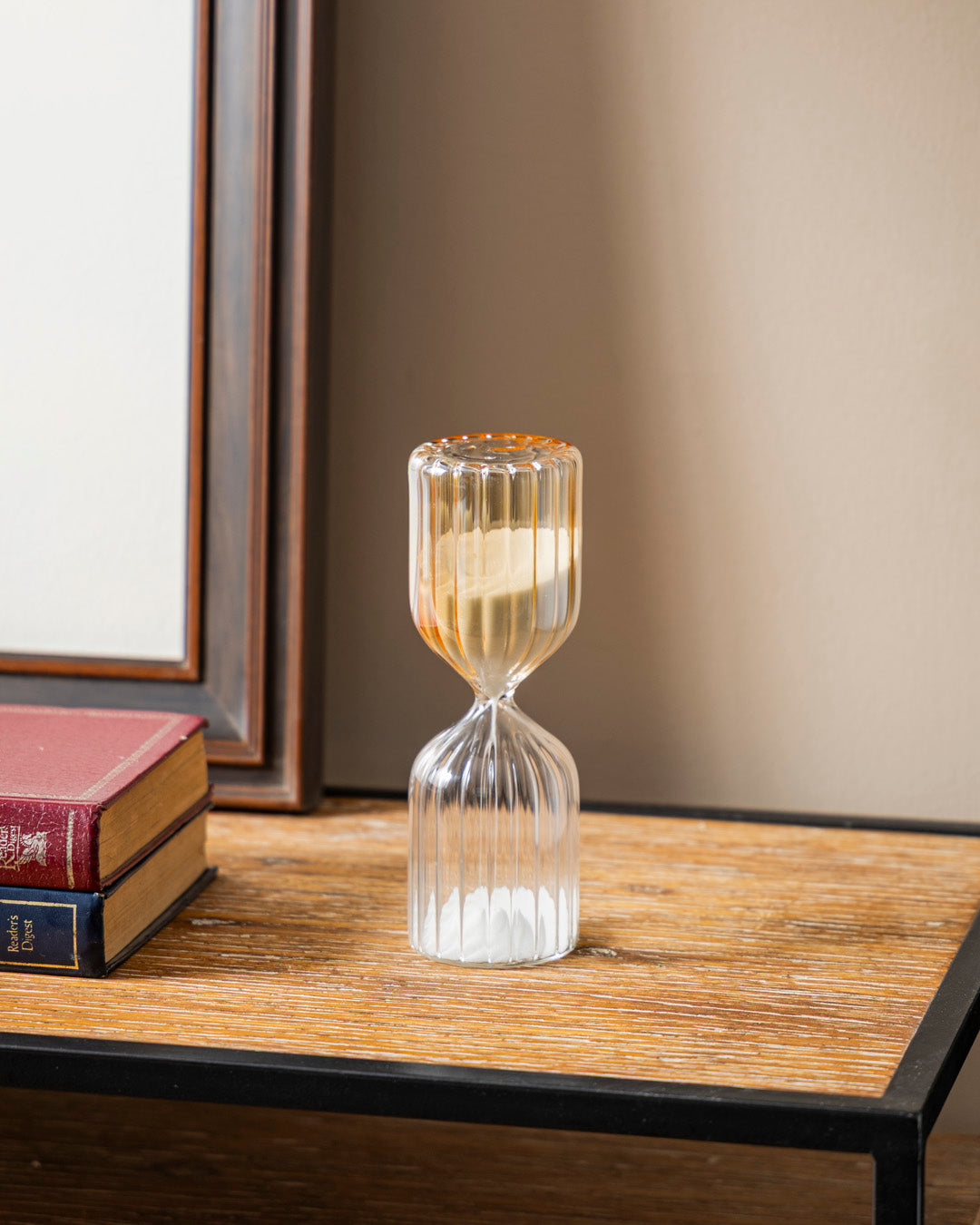 Ribbed Glass Hourglass Sand Clock - 10 minutes
