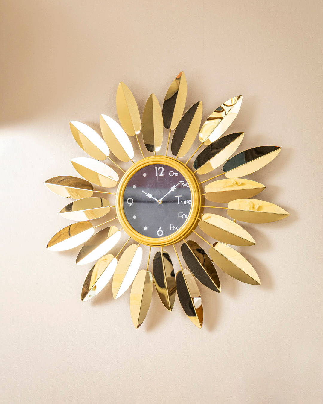 Golden Sunburst Wall Clock 