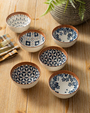Indigo Pattern Katori - Set Of 6