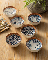 Indigo Pattern Katori - Set Of 6 