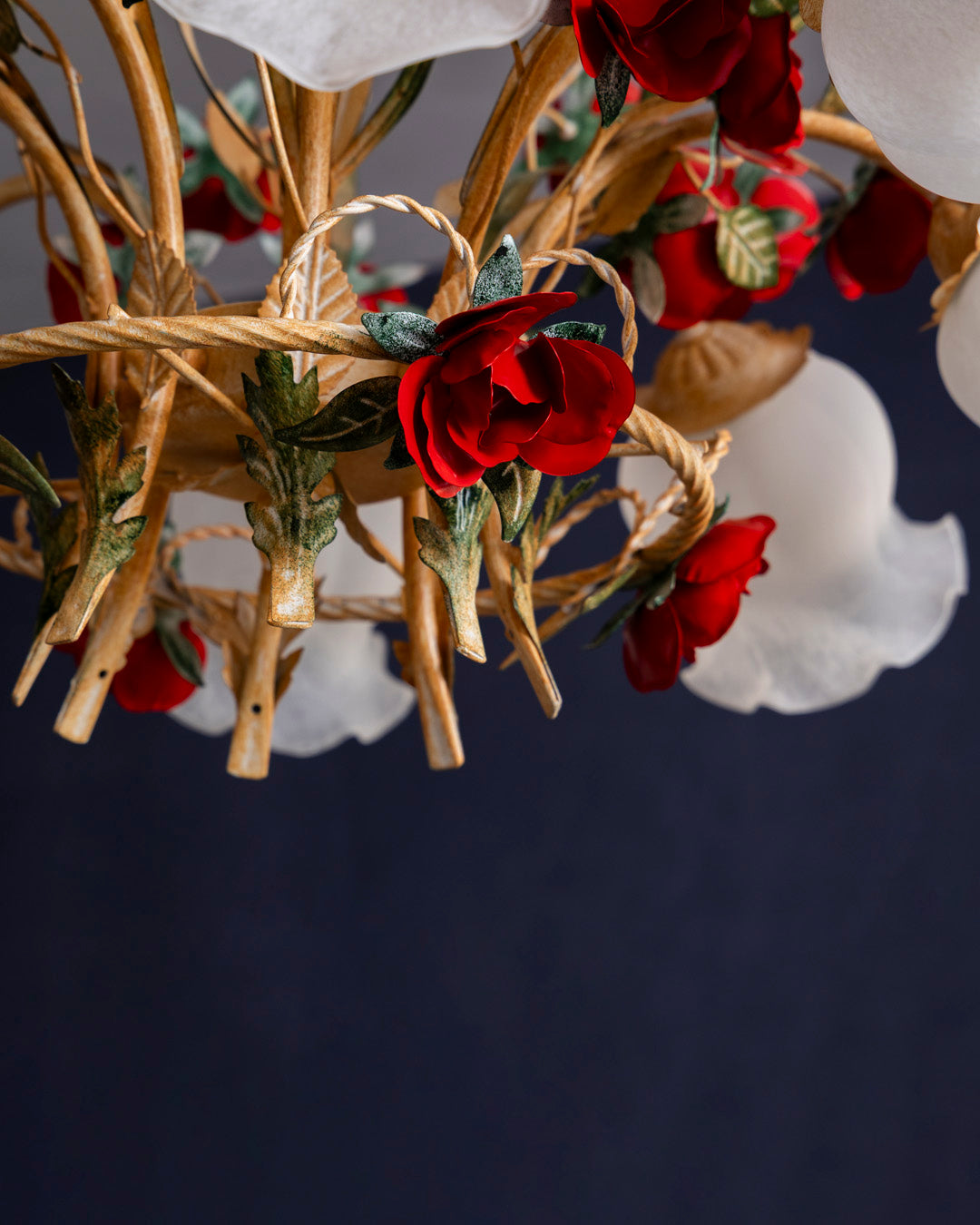 Crimson Rose French Floral Chandelier 