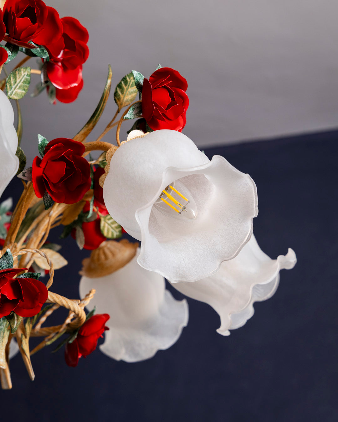 Crimson Rose French Floral Chandelier 