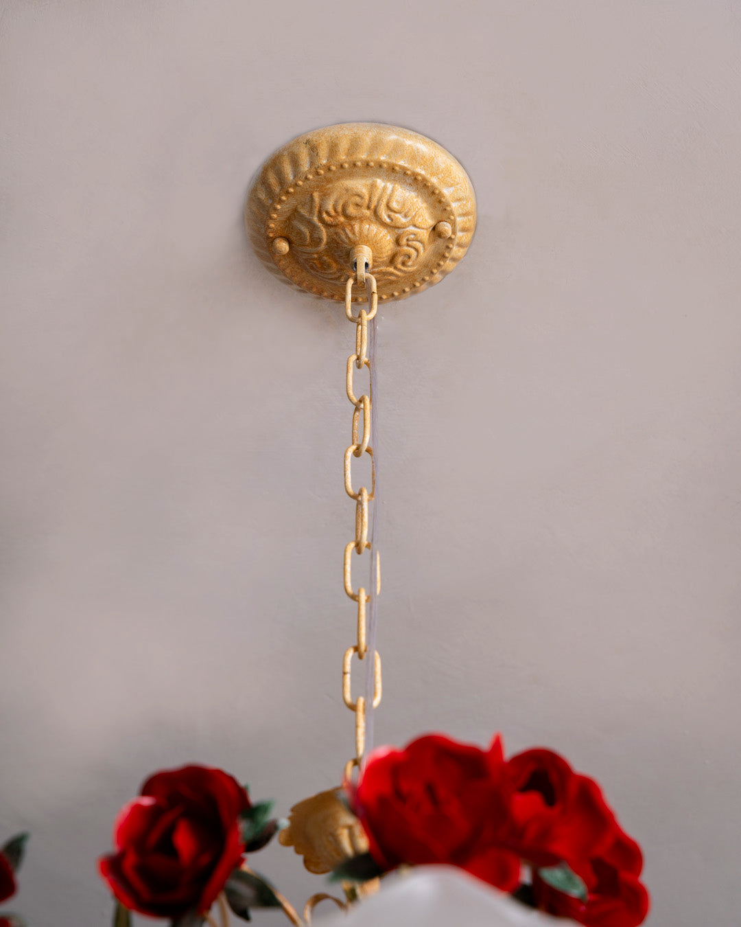 Crimson Rose French Floral Chandelier 