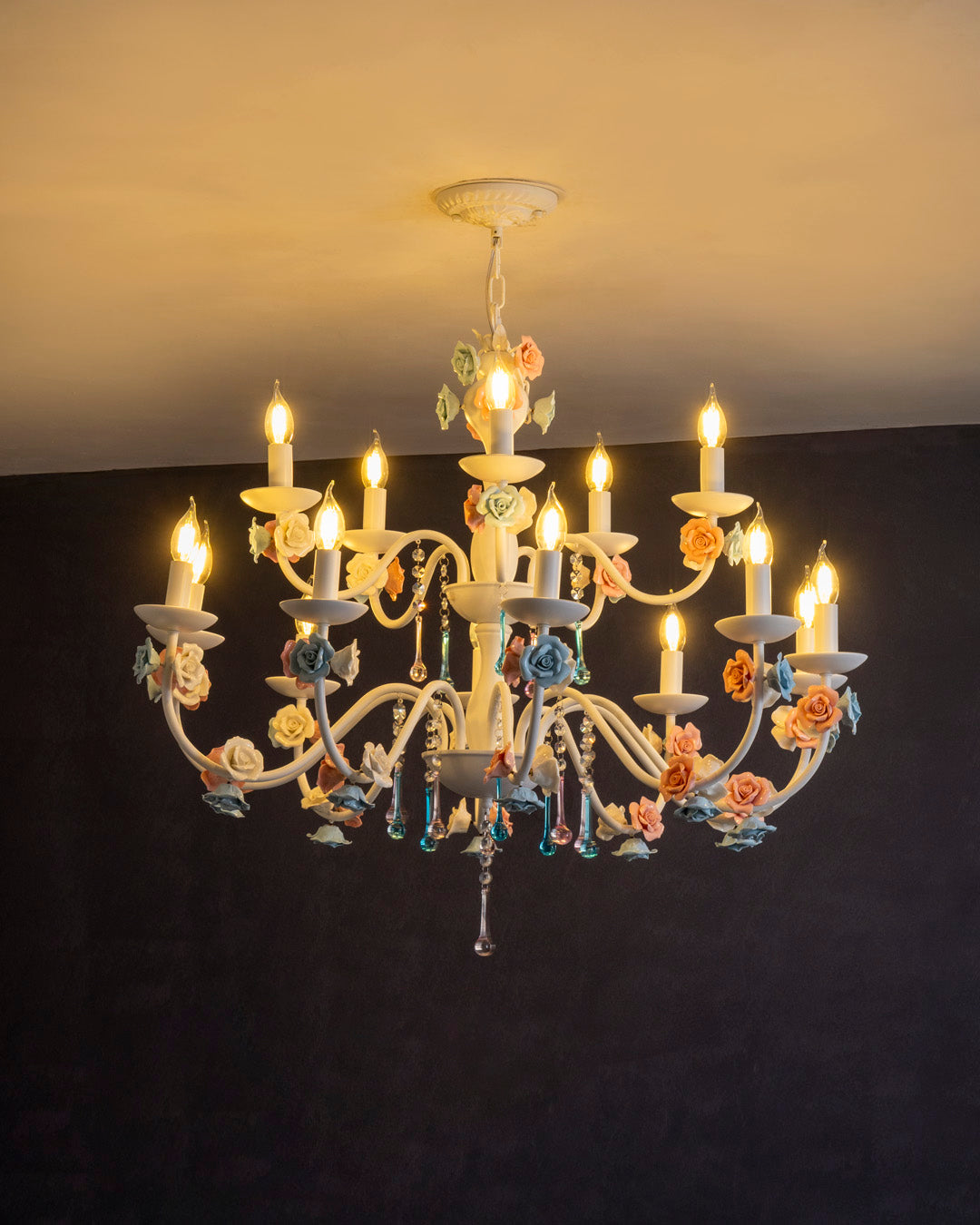 Blush Bloom French Floral Chandelier 