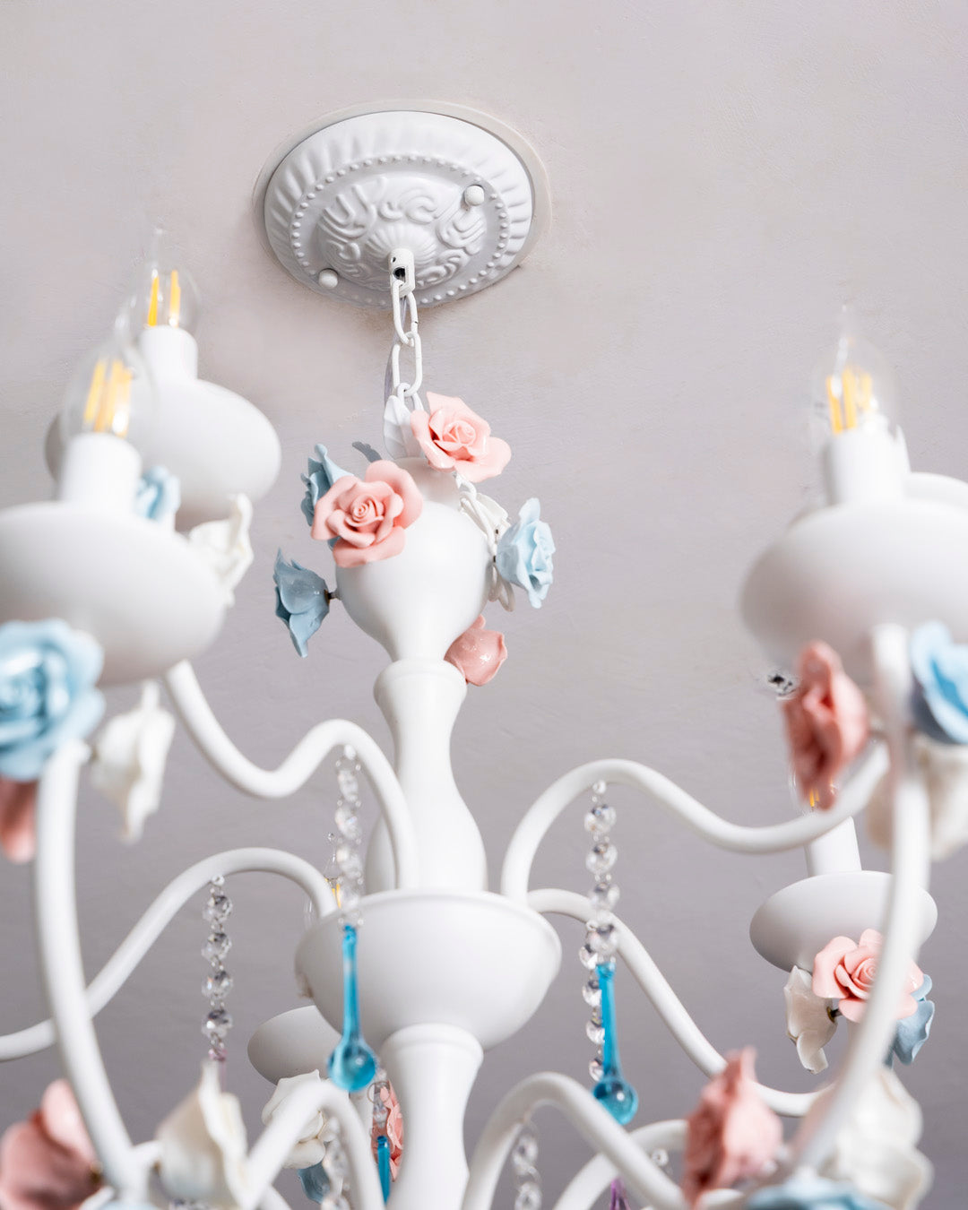 Blush Bloom French Floral Chandelier 