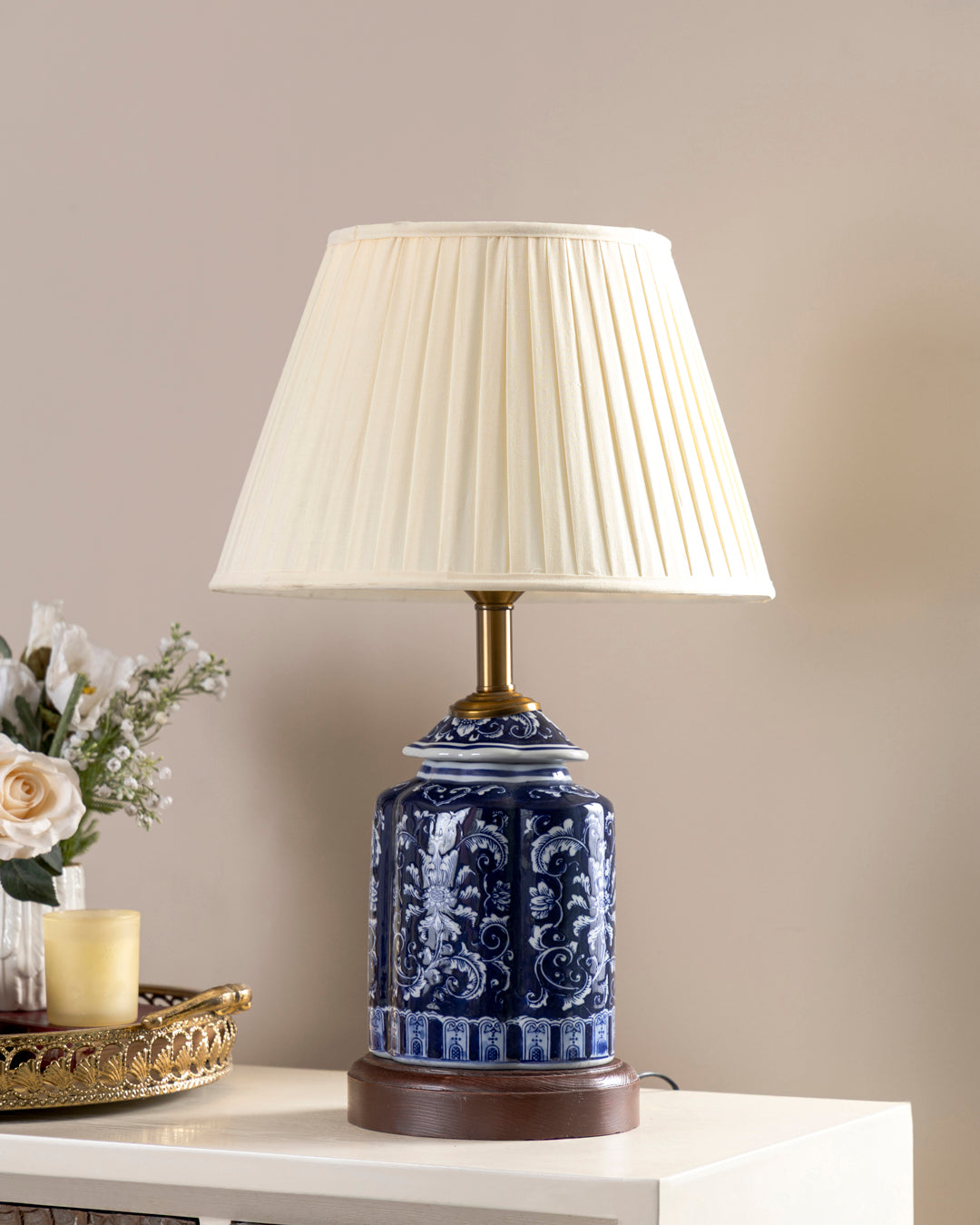 Classic Indigo Floral Table Lamp ( Small ) 