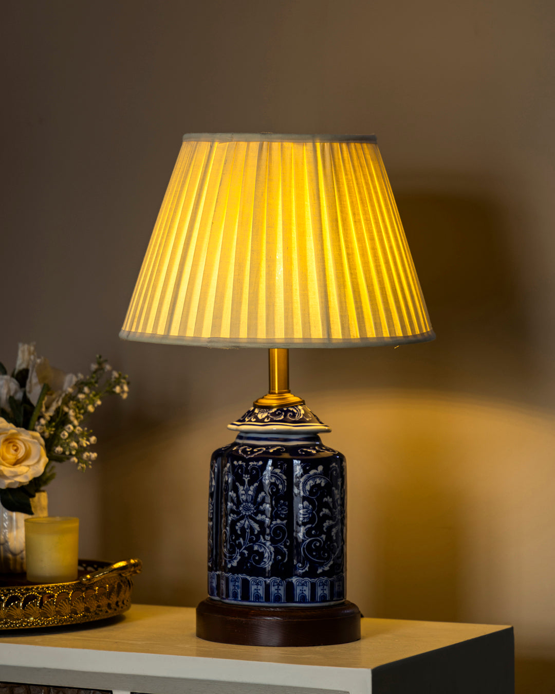 Classic Indigo Floral Table Lamp ( Small ) 