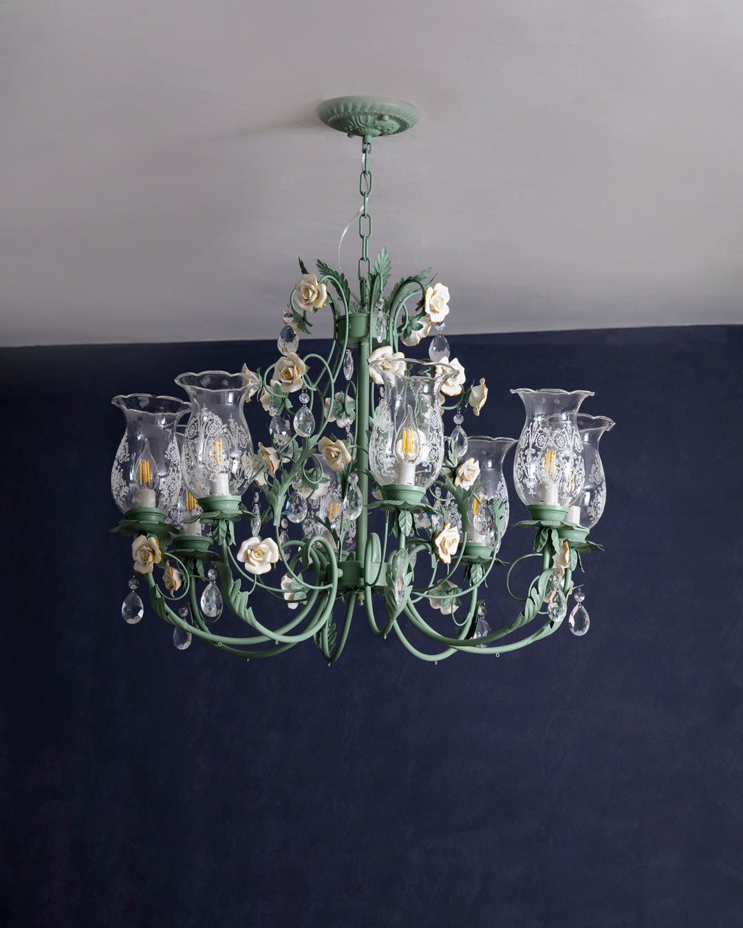 Azure Rose French Floral Chandelier 