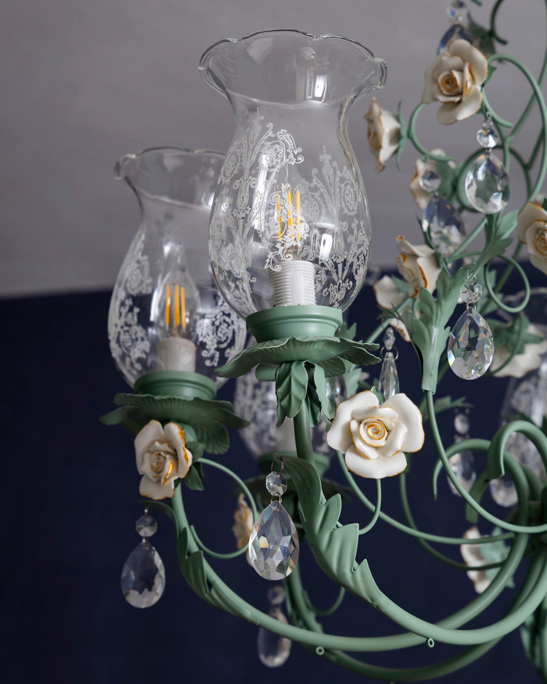 Azure Rose French Floral Chandelier 
