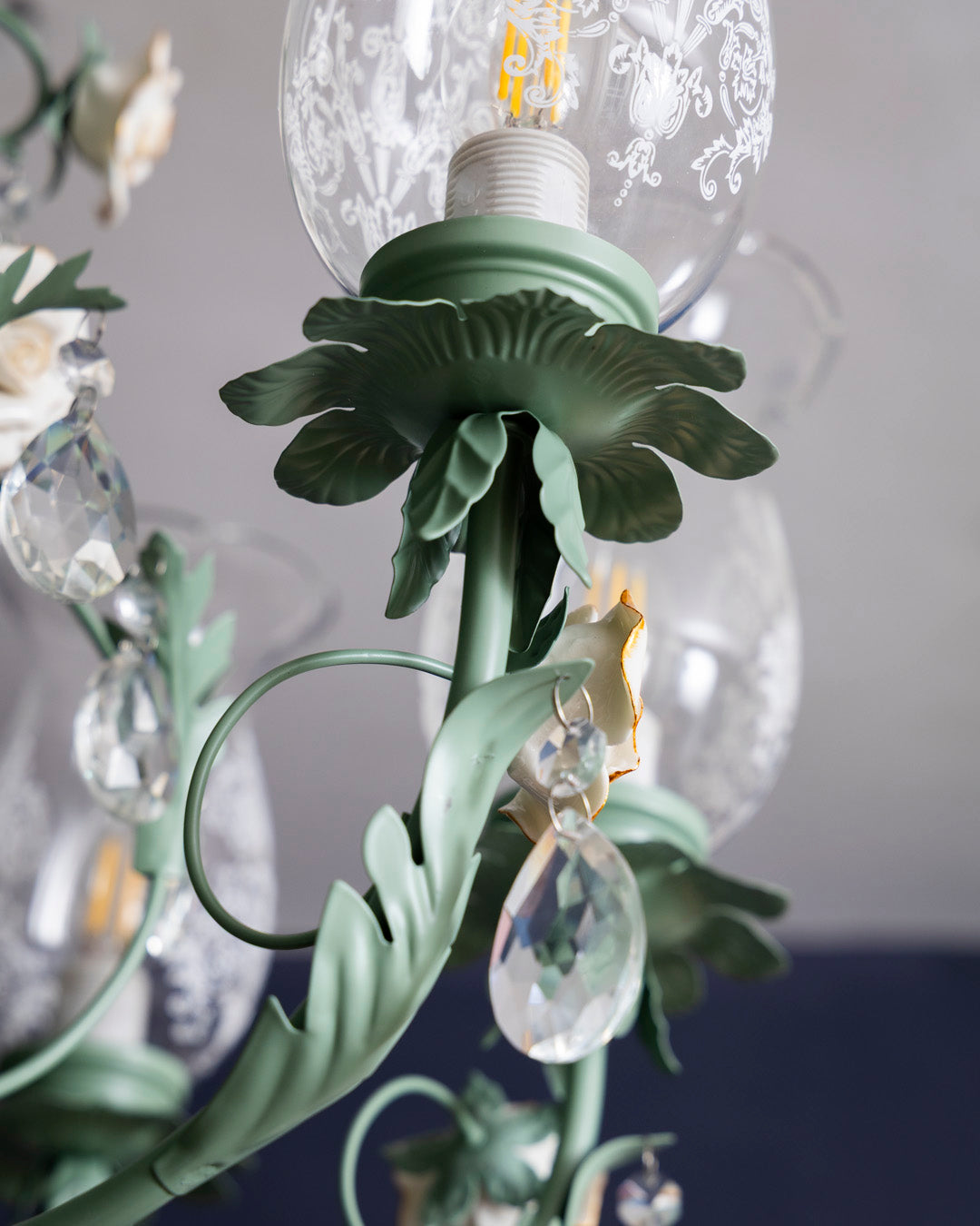 Azure Rose French Floral Chandelier 