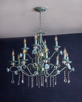 Blue Rose Elegance French Floral Chandelier 
