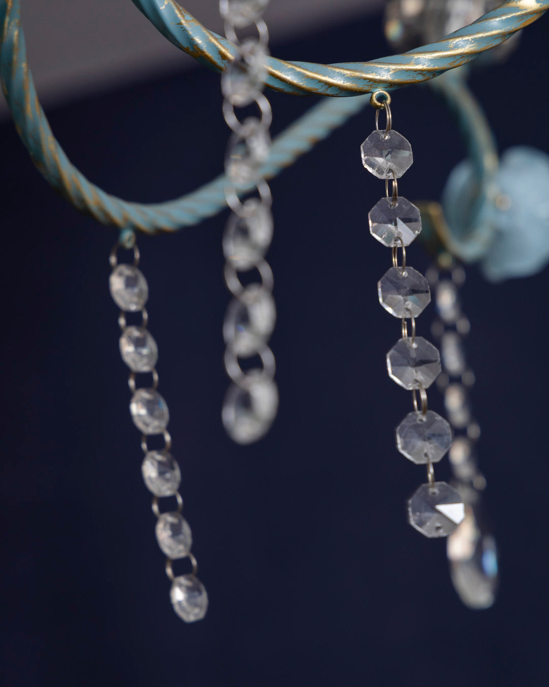 Blue Rose Elegance French Floral Chandelier 