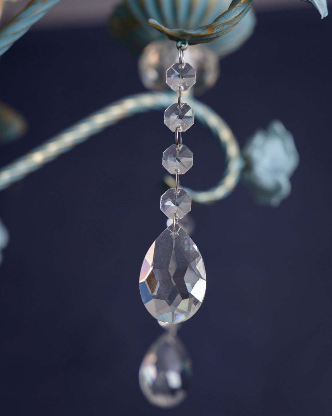 Blue Rose Elegance French Floral Chandelier 