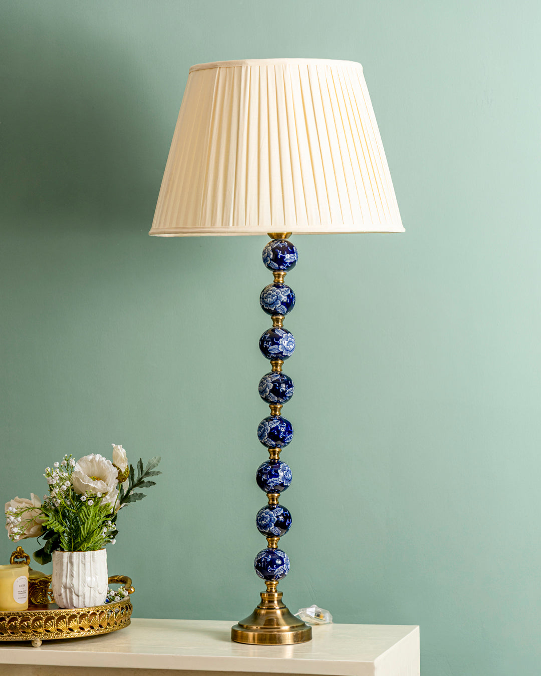 Midnight Blossom Beaded Table Lamp 
