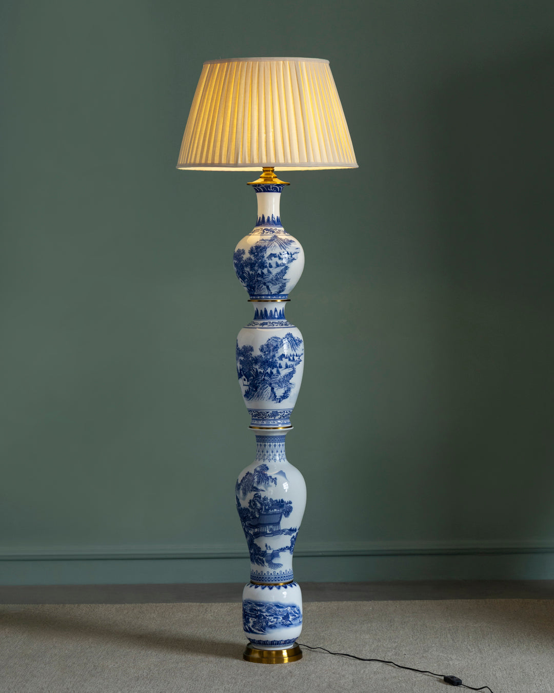 Azure Dynasty Stacked Ceramic Floor Lamp 