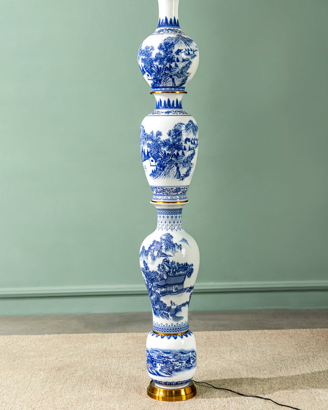 Azure Dynasty Stacked Ceramic Floor Lamp 