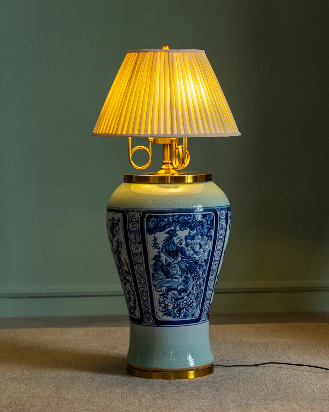 Oriental Blossom Ceramic Floor Lamp 