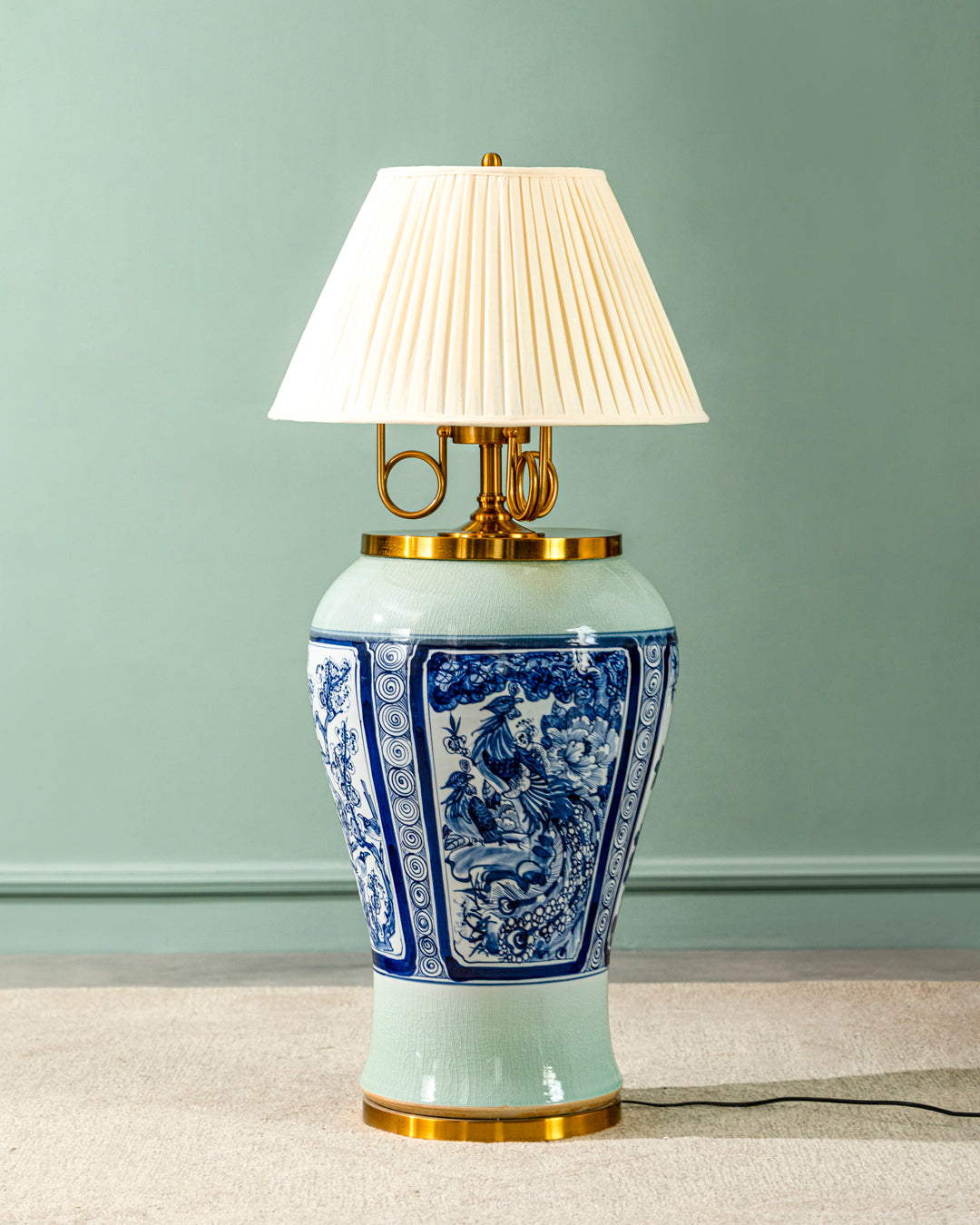 Oriental Blossom Ceramic Floor Lamp 