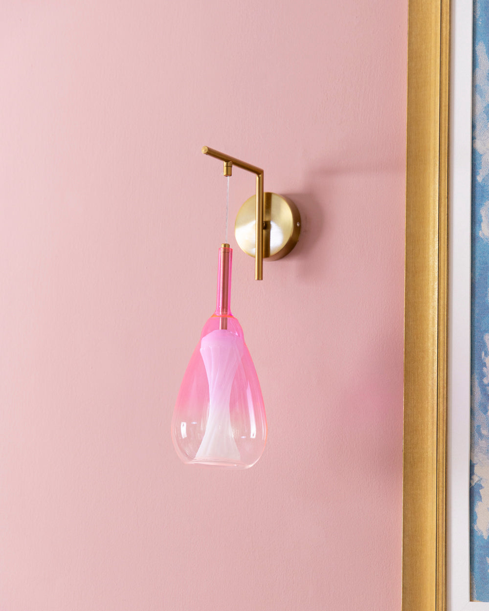 Pink Glass Teardrop Wall Light