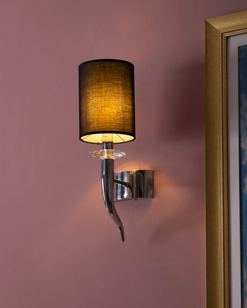 Chrome Fabric Shade Wall Light