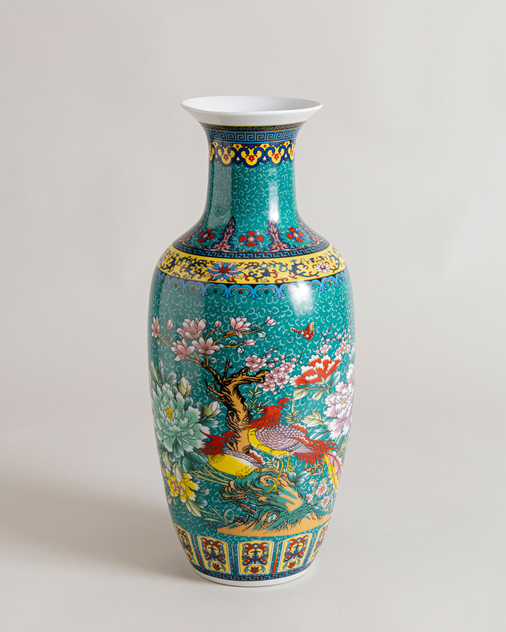 Turquoise Phoenix & Floral Oriental Vase