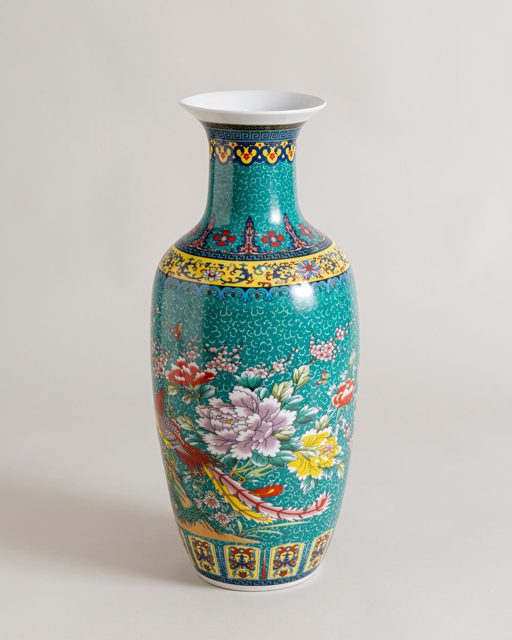 Turquoise Phoenix & Floral Oriental Vase