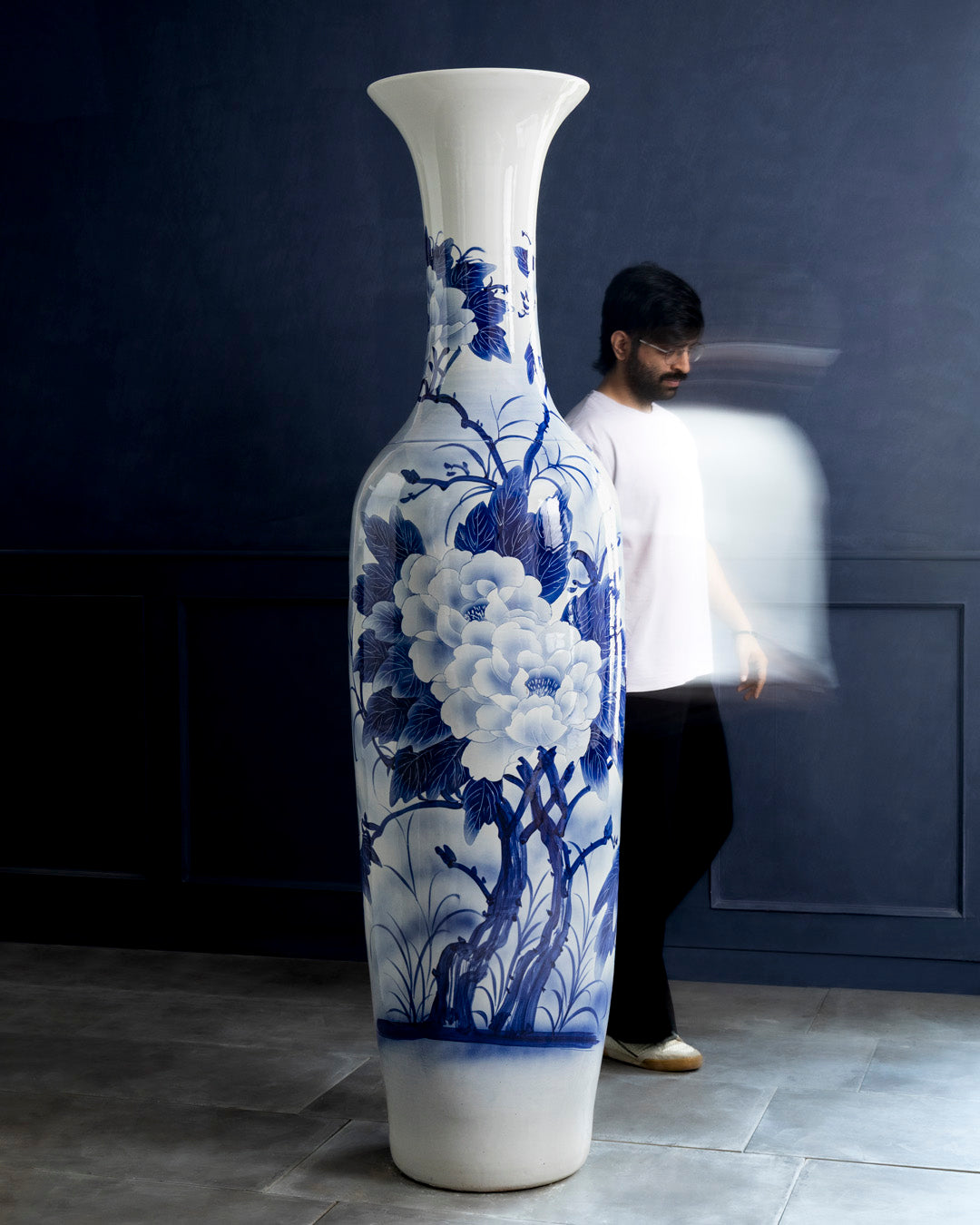 Blooming Lotus Art Tall Floor Vase - 6.4 Ft