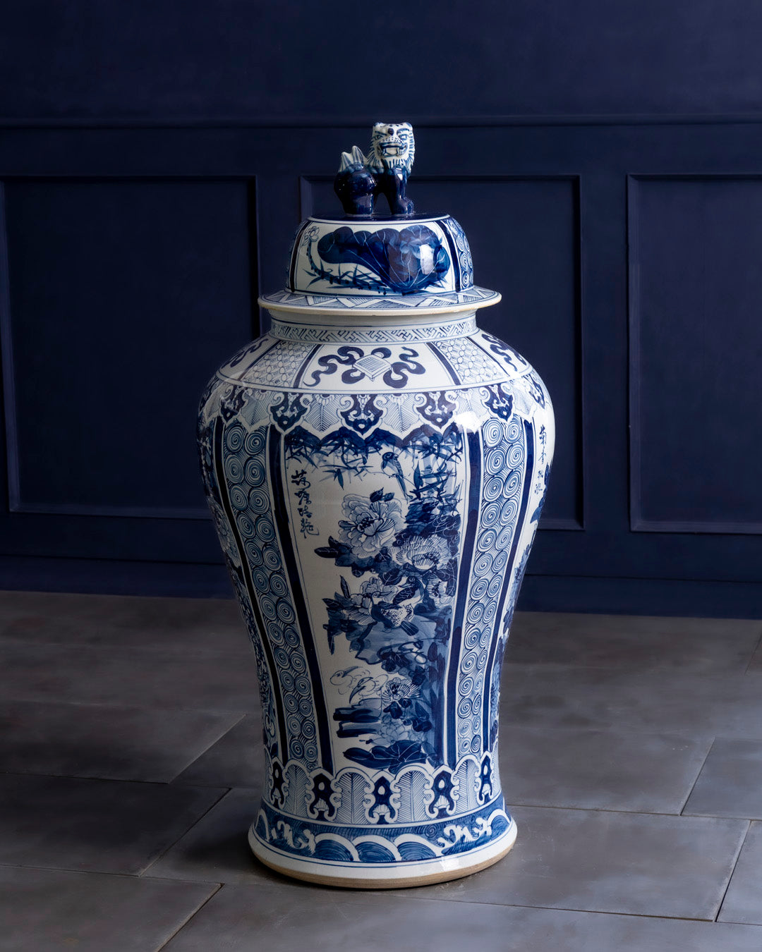 Royal Heritage Landscape Temple Jar with Guardian Lid - 116 CM 