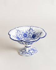 Blossom Pierced Blue & White Hand-Painted Footed Bowl - Small