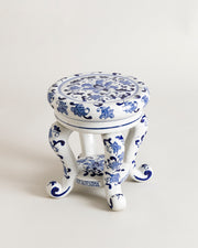 Ornate Floral Scroll Small Ceramic Stool