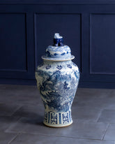 Grand Scenic Blue & White Temple Jar with Guardian Lid - 92 CM 