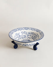 Traditional Blue & White Hand-Painted 3-Footed Bowl