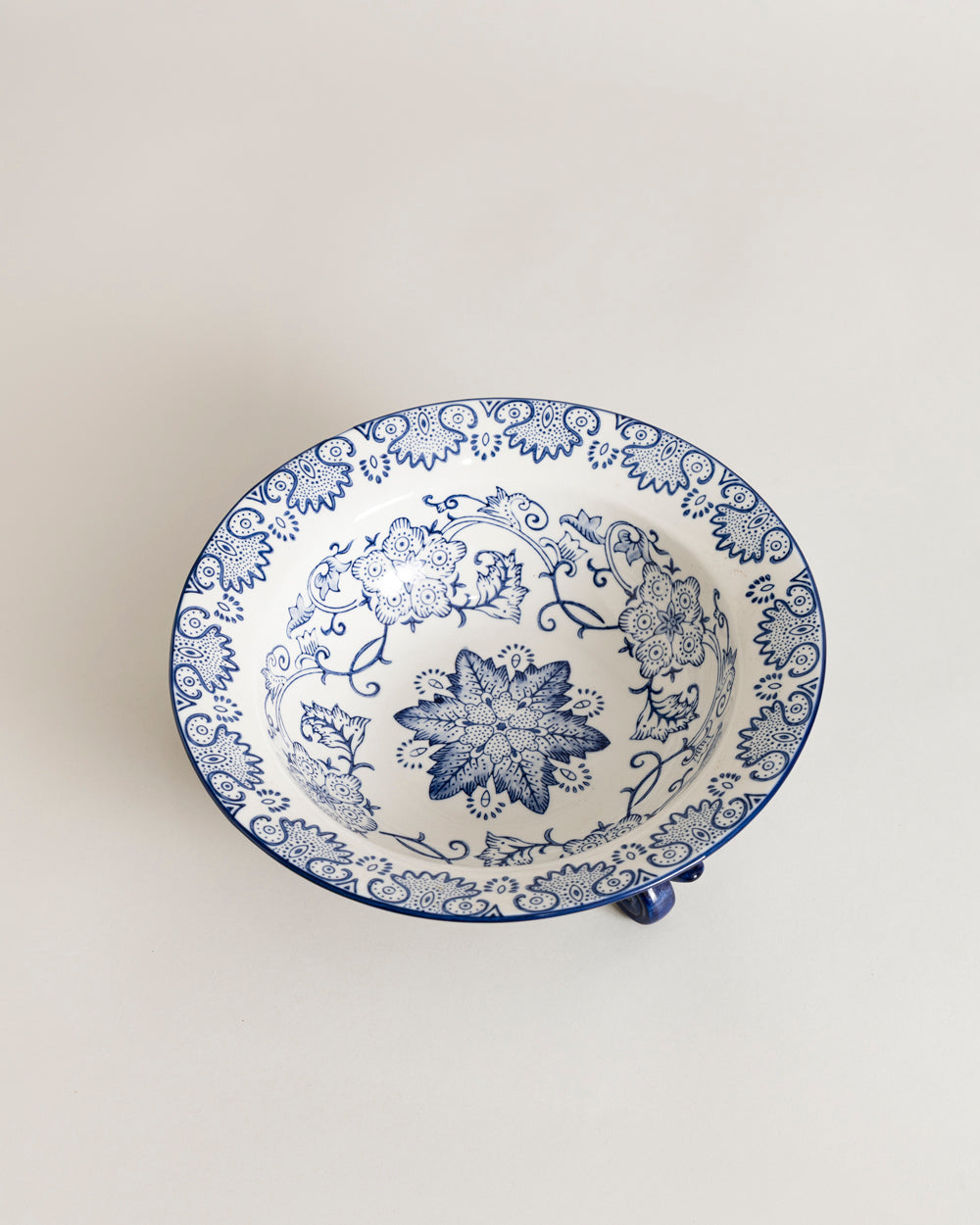 Traditional Blue & White Hand-Painted 3-Footed Bowl