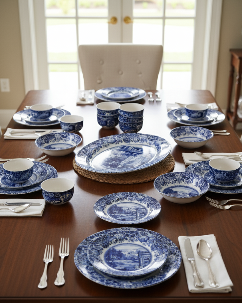 Roman Light Blue Dinner Set - 28 Piece 