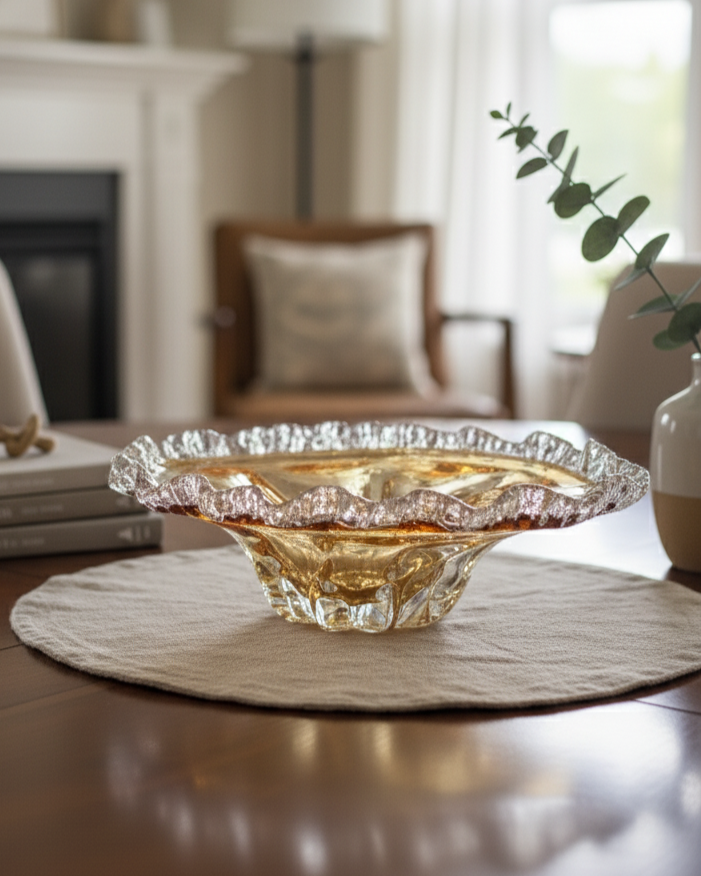 Amber Glaze Radiance Centerpiece Decorative Bowl 