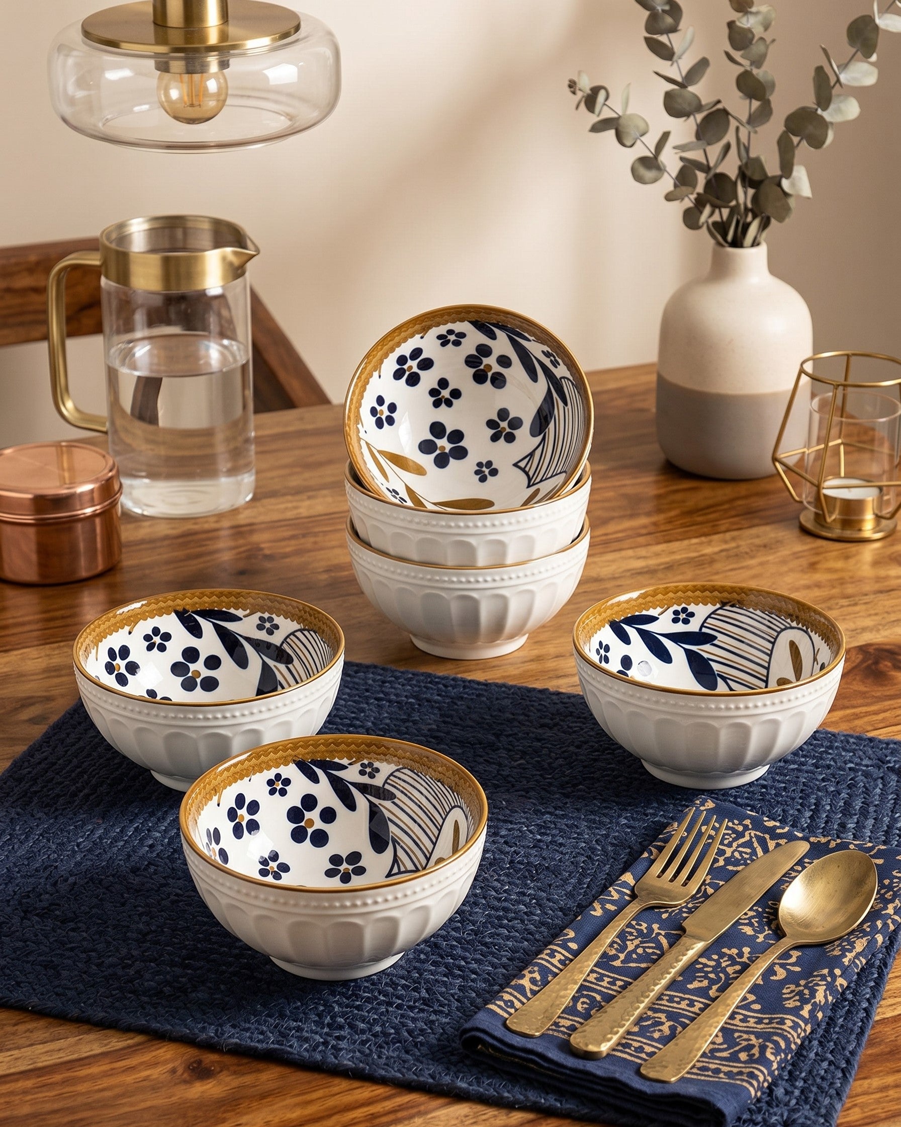 Golden Bloom Katori - Set Of 6 Style - 3