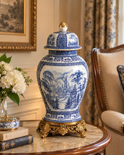'Toile de Jouy' Victorian Ornamental Temple Jar - Large