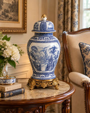 'Toile de Jouy' Victorian Ornamental Temple Jar - Small