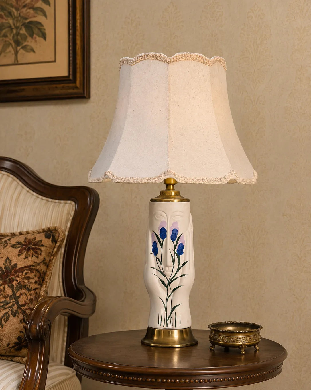 Blue Floral Ceramic Table Lamp