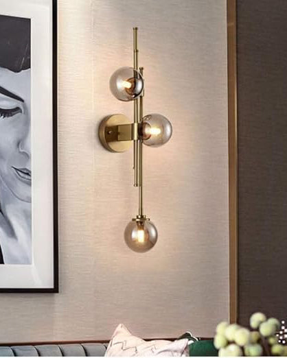 3 Head Glass Ball Wall Light - Smoke 