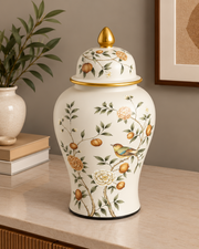 Elegant Botanical Garden Temple Jar - Large