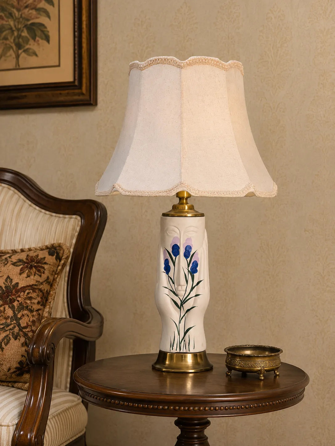Blue Floral Ceramic Table Lamp 