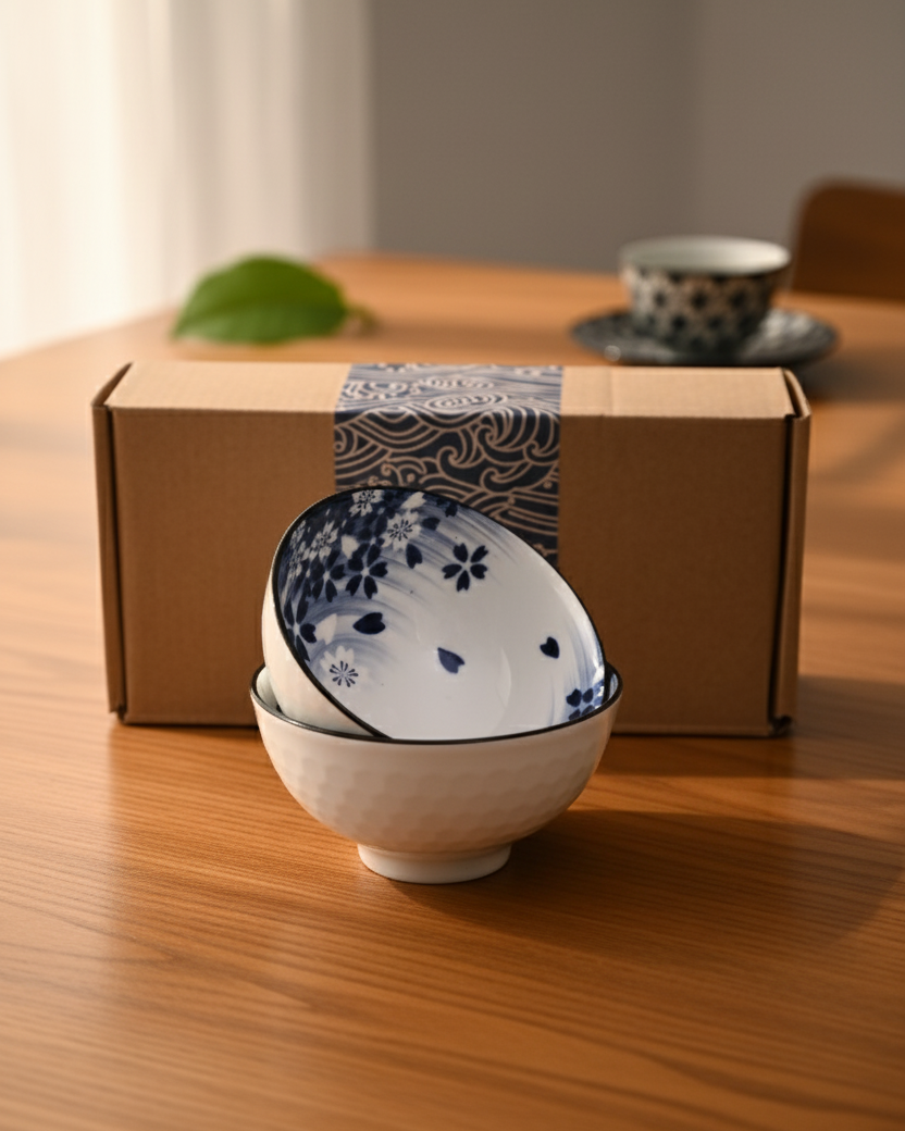 Classic Blue Petals Katori - Set Of 2 