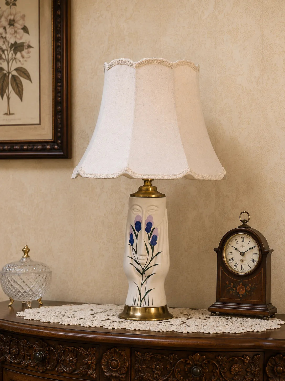 Blue Floral Ceramic Table Lamp 