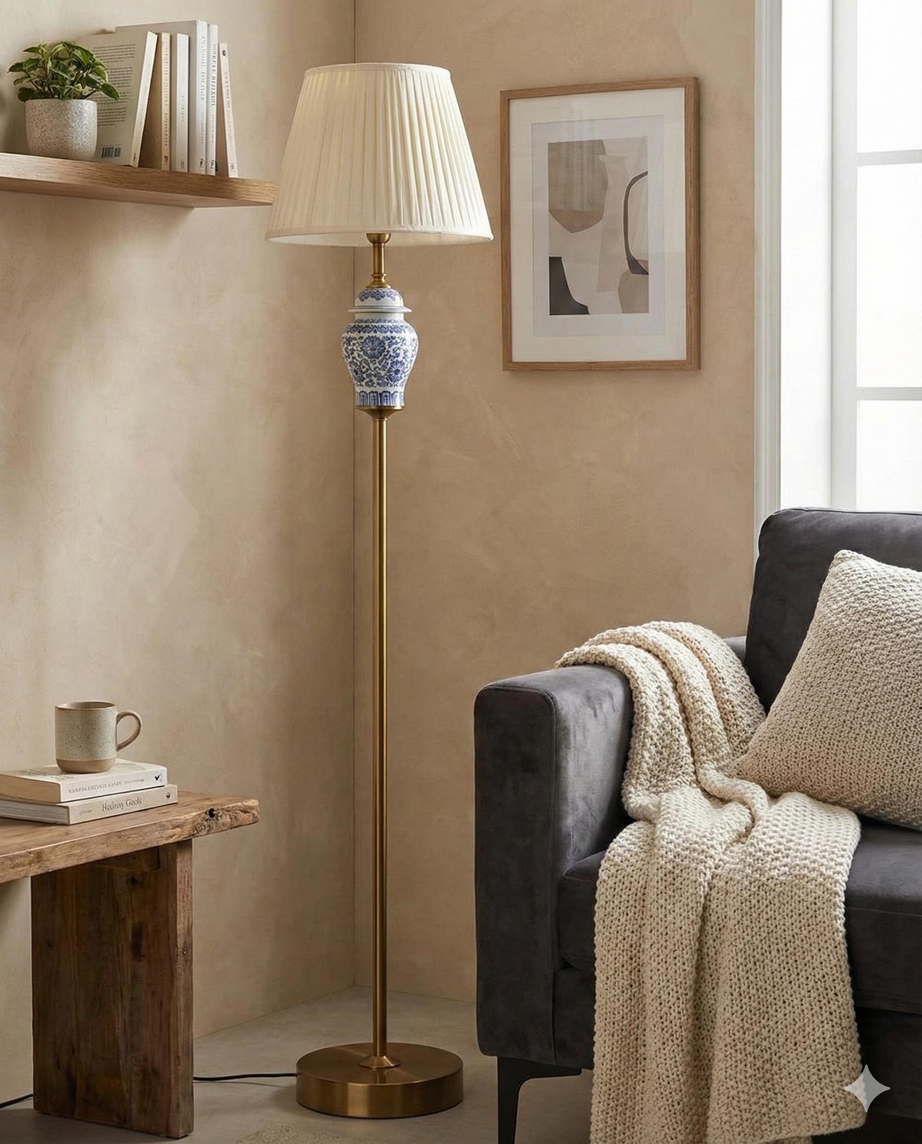 Blue & White Willow Heritage Floor Lamp 