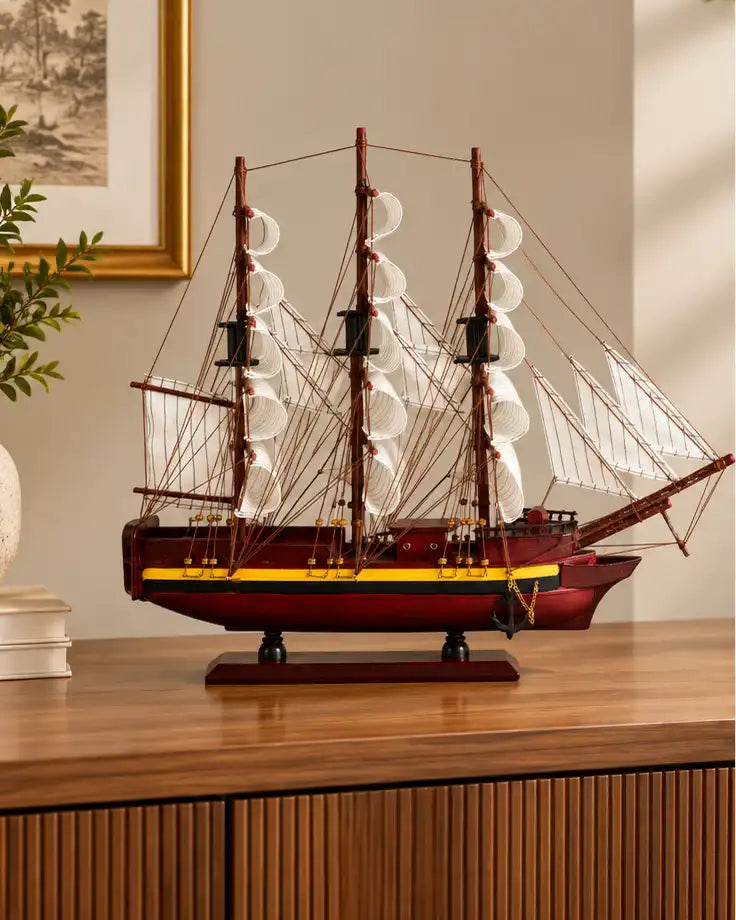 Scarlet Sea Raider Decorative Ship Model - 48 CM