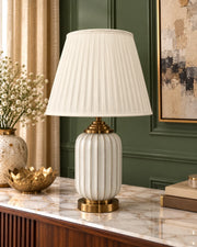 Scalloped Bell Shade Table Lamp - White