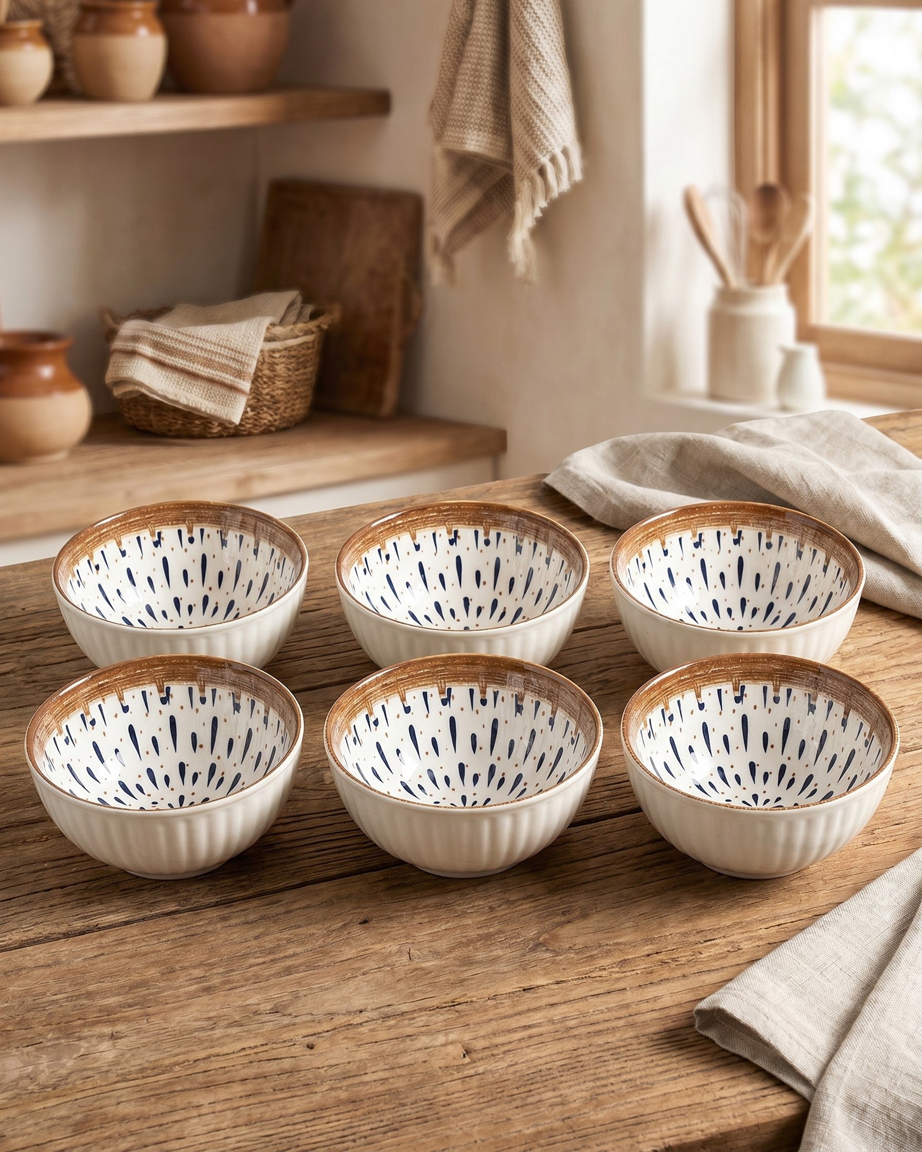 Indigo Pattern Katori - Set Of 6 Style - 4